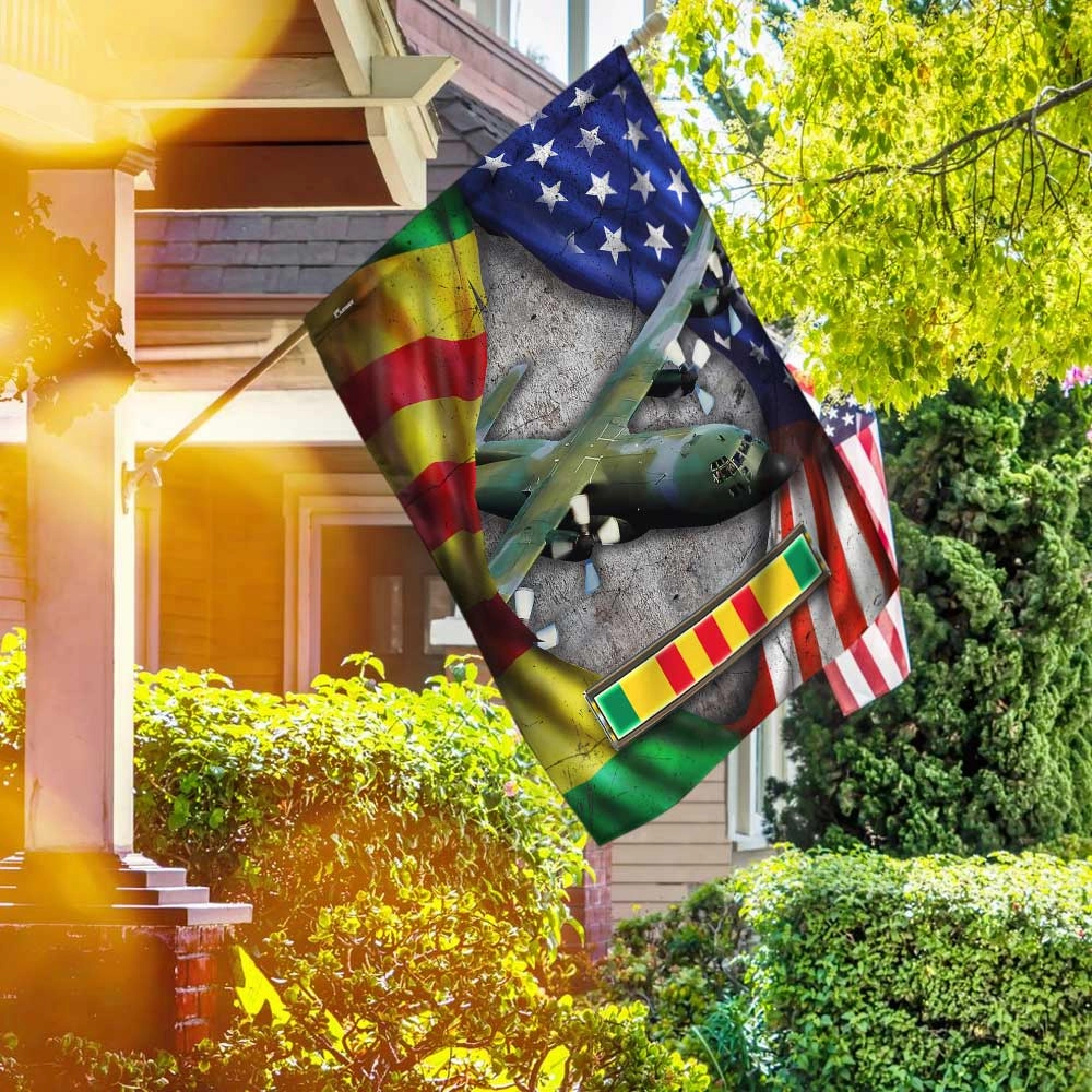 C-130 Helicopter Never Forget Vietnam War Flag DBD2687Fv4