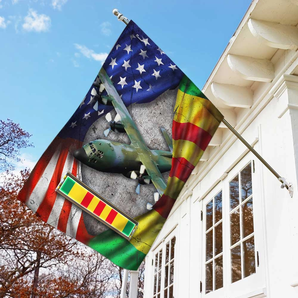 C-130 Helicopter Never Forget Vietnam War Flag DBD2687Fv4