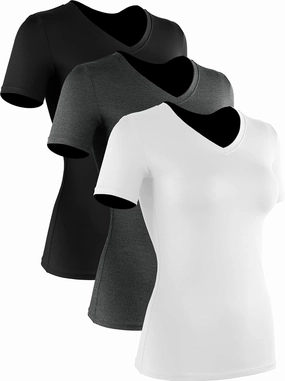 CADMUS 3/4/5 Pack Women's Compression Shirt Running Athletic T-Shirts Workout Tops Baselayer Short Sleeve Yoga Gym Sports