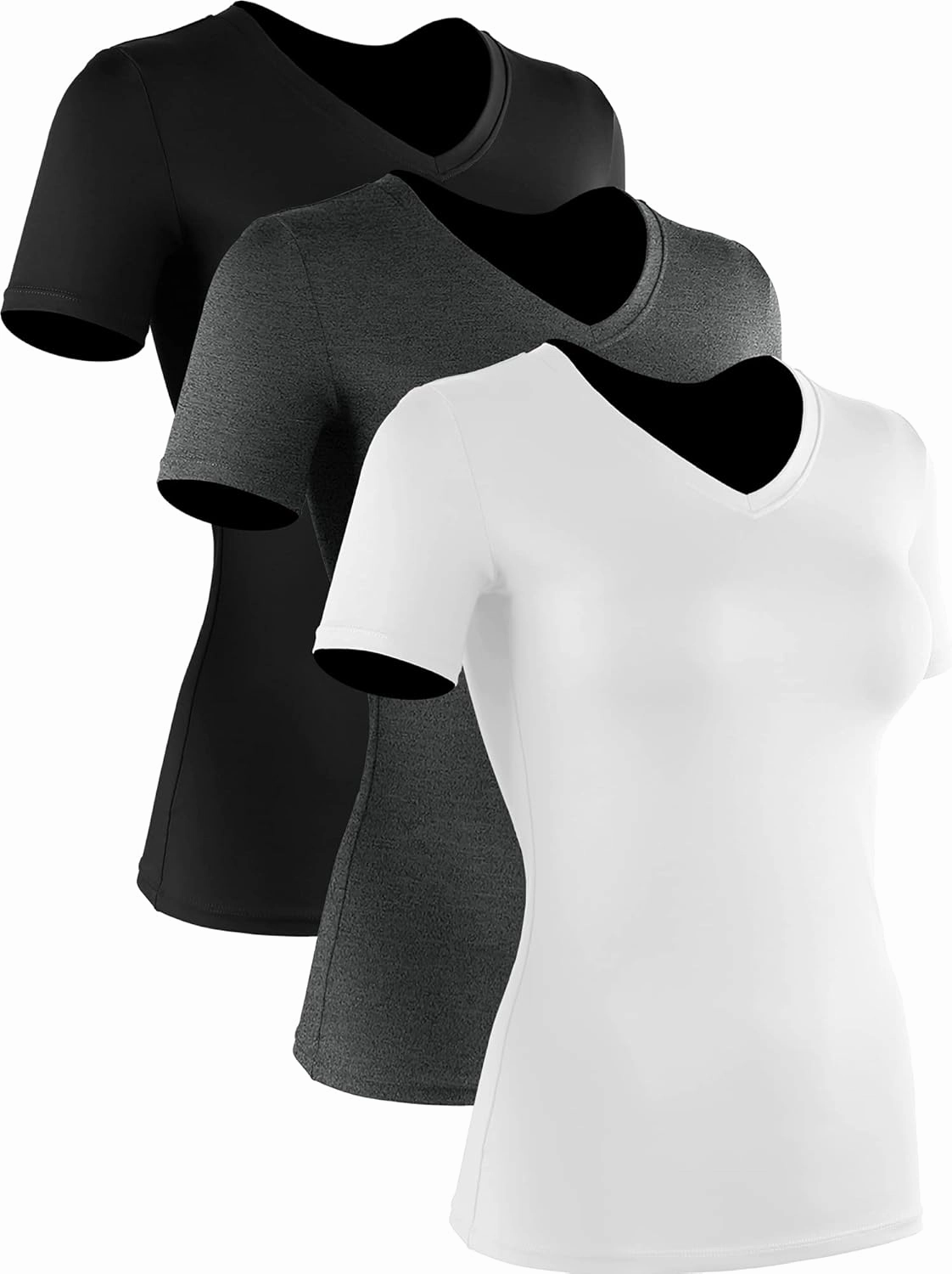 CADMUS 3/4/5 Pack Women's Compression Shirt Running Athletic T-Shirts Workout Tops Baselayer Short Sleeve Yoga Gym Sports