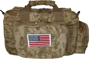 Camo Handgun Bag | 1000D Polyester Tactical Bag - with Lockable Zippers | Hook & Loop Handgrip & Padded Shoulder Strap