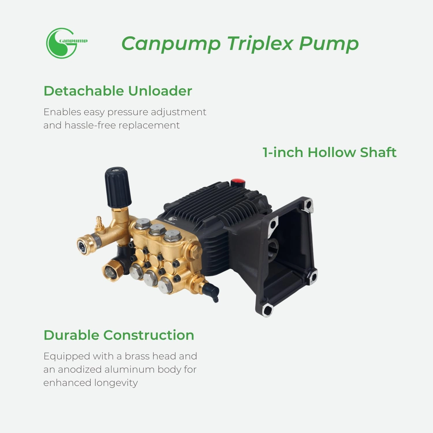 Canpump CF 3647 G: 3600 psi @ 4.7 US gpm, 1 in Shaft Pressure Washer Pump