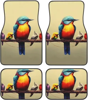 Car Floor Mats All-Weather Front Rear Car Floor Foot Mat Sets of 4 Pieces Universal Car Foot Mat Colorful Bird Car Mats Non-Slip Automotive Floor Mats for SUV Vans sedans Trucks