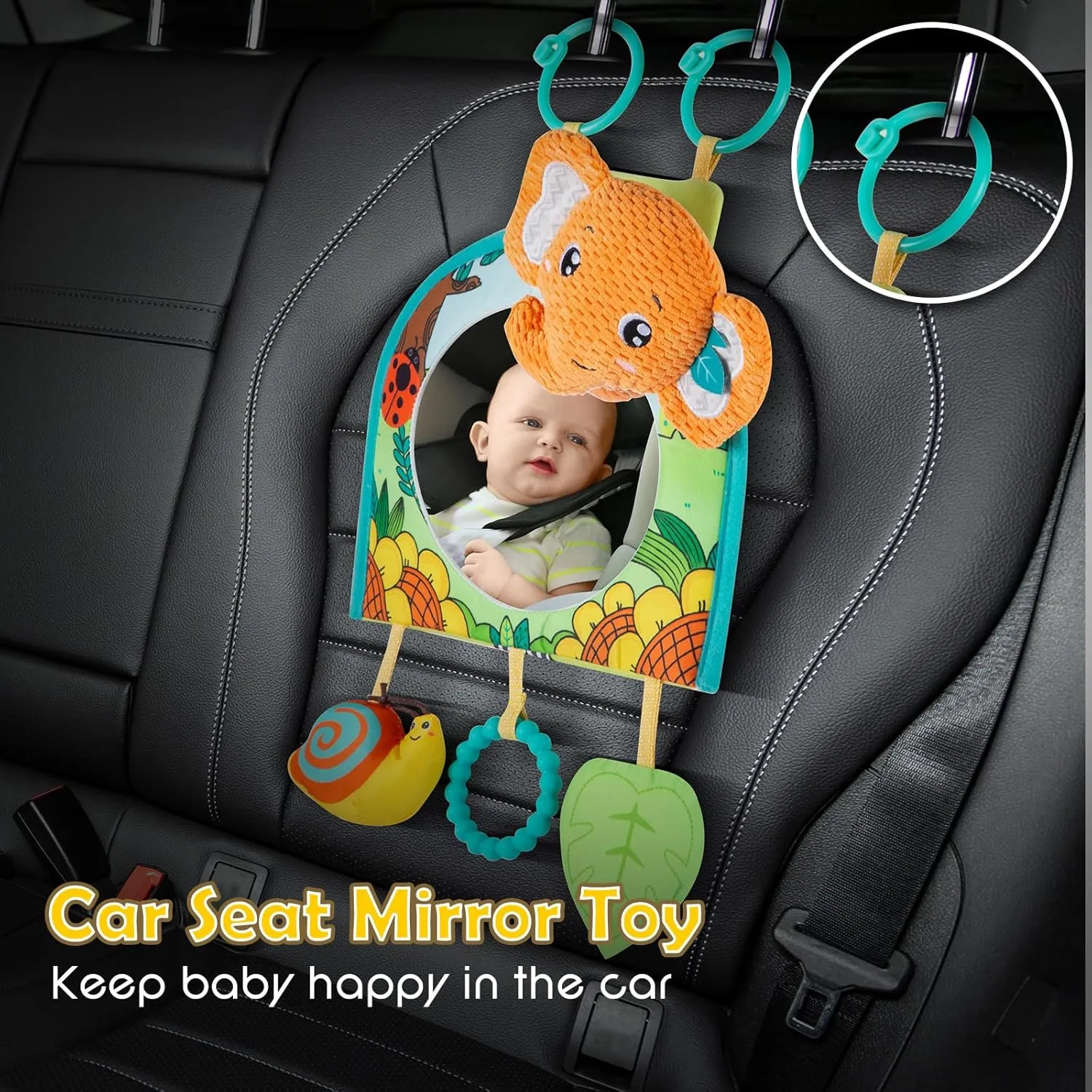 Car Seat Toy, Car Mirror for Baby,Baby Car Mirror for Baby Rear Facing, Travel Baby Activity Center with Hanging Engaging Toys for Infants Babies 0-6-12-18 Months Boy Girl