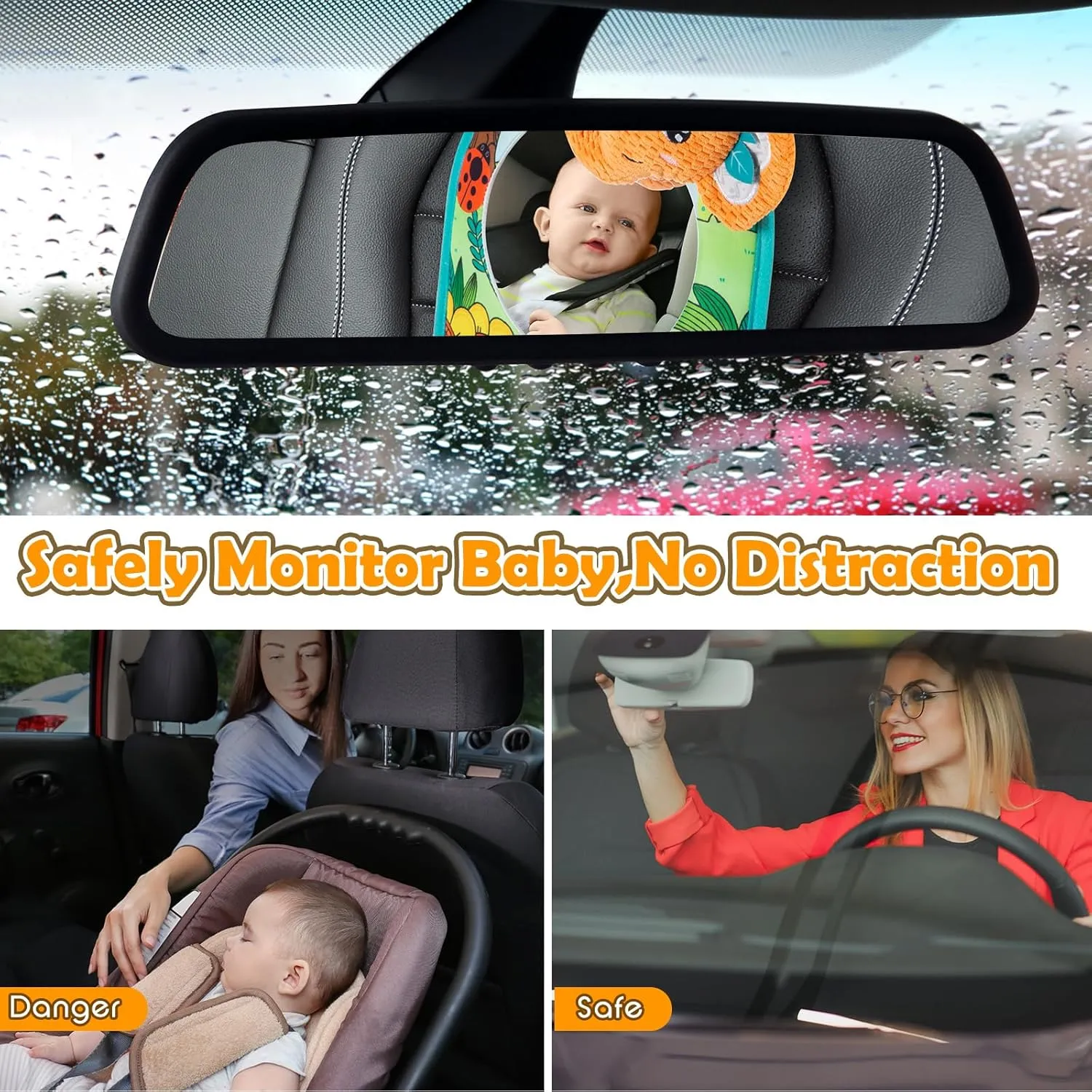 Car Seat Toy, Car Mirror for Baby,Baby Car Mirror for Baby Rear Facing, Travel Baby Activity Center with Hanging Engaging Toys for Infants Babies 0-6-12-18 Months Boy Girl