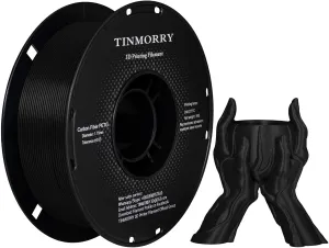 Carbon Fiber PETG Filament 1.75 mm, TINMORRY PETG CF 3D Printer Filament, Compatible with Bambu LAB, Creality K1C, QIDI MAX3, FLASHFORGE Adventurer 5M, Prusa MK4 FDM 3D Printer, 1 KG 1 Spool, Black