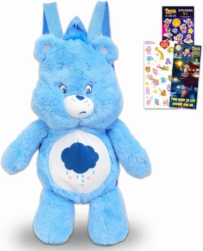 Care Bears Grumpy Bear Plushie Set - Bundle with 17" Grumpy Bear Plush Doll with Carrying Straps Plus Stickers, More | Care Bears Stuffed Animal for Kids, Boys, Girls