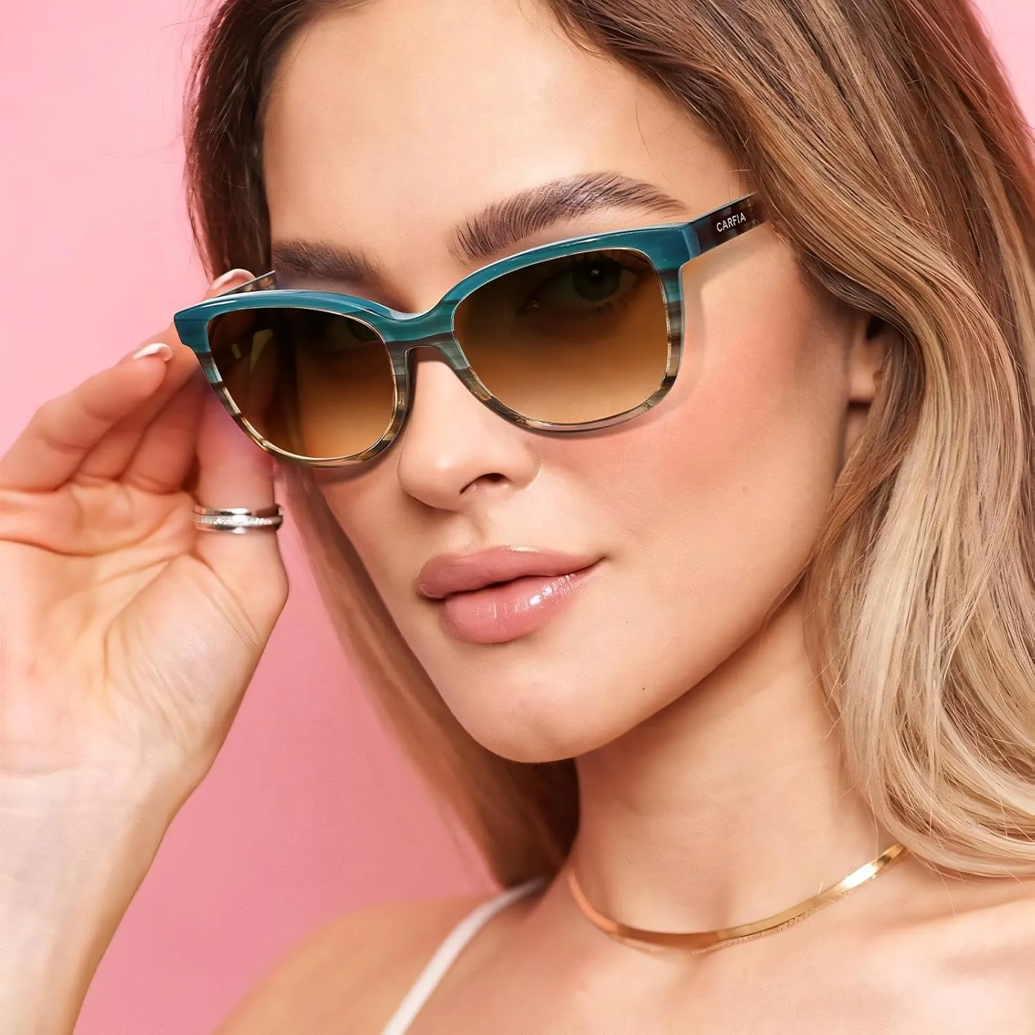 CARFIA Designer Acetate Womens Polarized Sunglasses Small to Medium Face Trendy Shades UV Protection Hypoallergenic Handmade