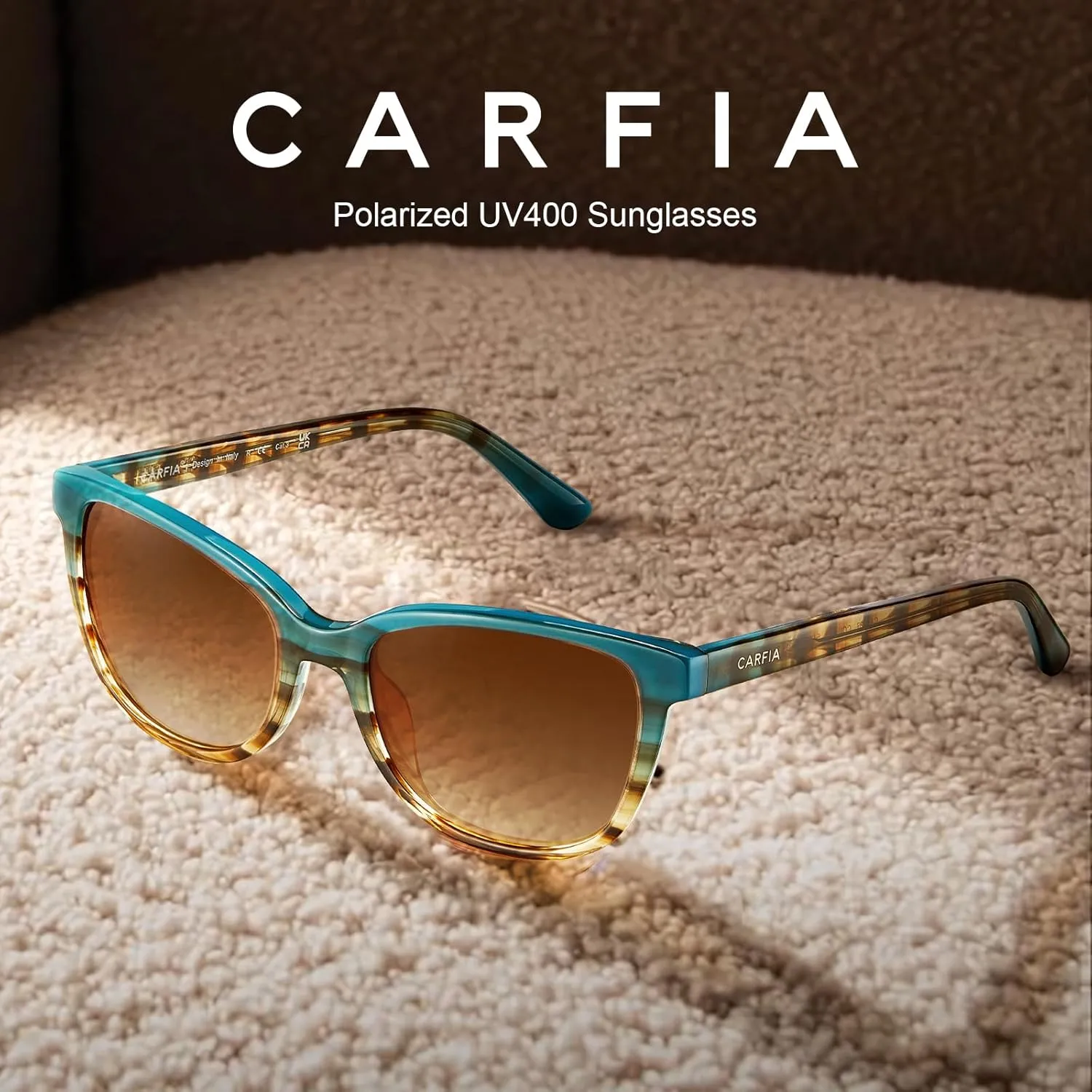 CARFIA Designer Acetate Womens Polarized Sunglasses Small to Medium Face Trendy Shades UV Protection Hypoallergenic Handmade