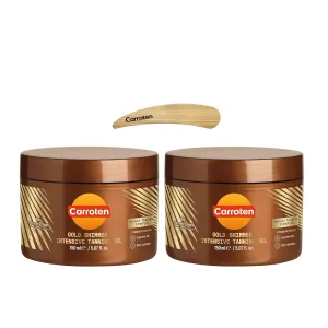 Carroten Gold Shimmer Intensive Tanning Gel Browning Tan Accelerator | Non-Greasy, Water-Resistant with Carrot and Coconut Oil | Vitamin A & E For Moisture & Hydration | 5 Fl Oz (Pack of 2)   Spatula
