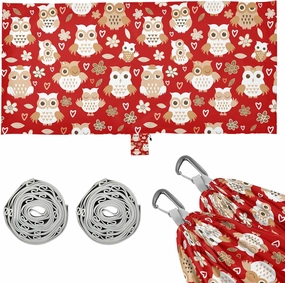 Cartoon Owls Red Background Camping Hammock with Tree Straps, Portable Lightweight Parachute Hammocks Camping Accessories Gear for Indoor Outdoor Backpacking Travel Hiking Beach