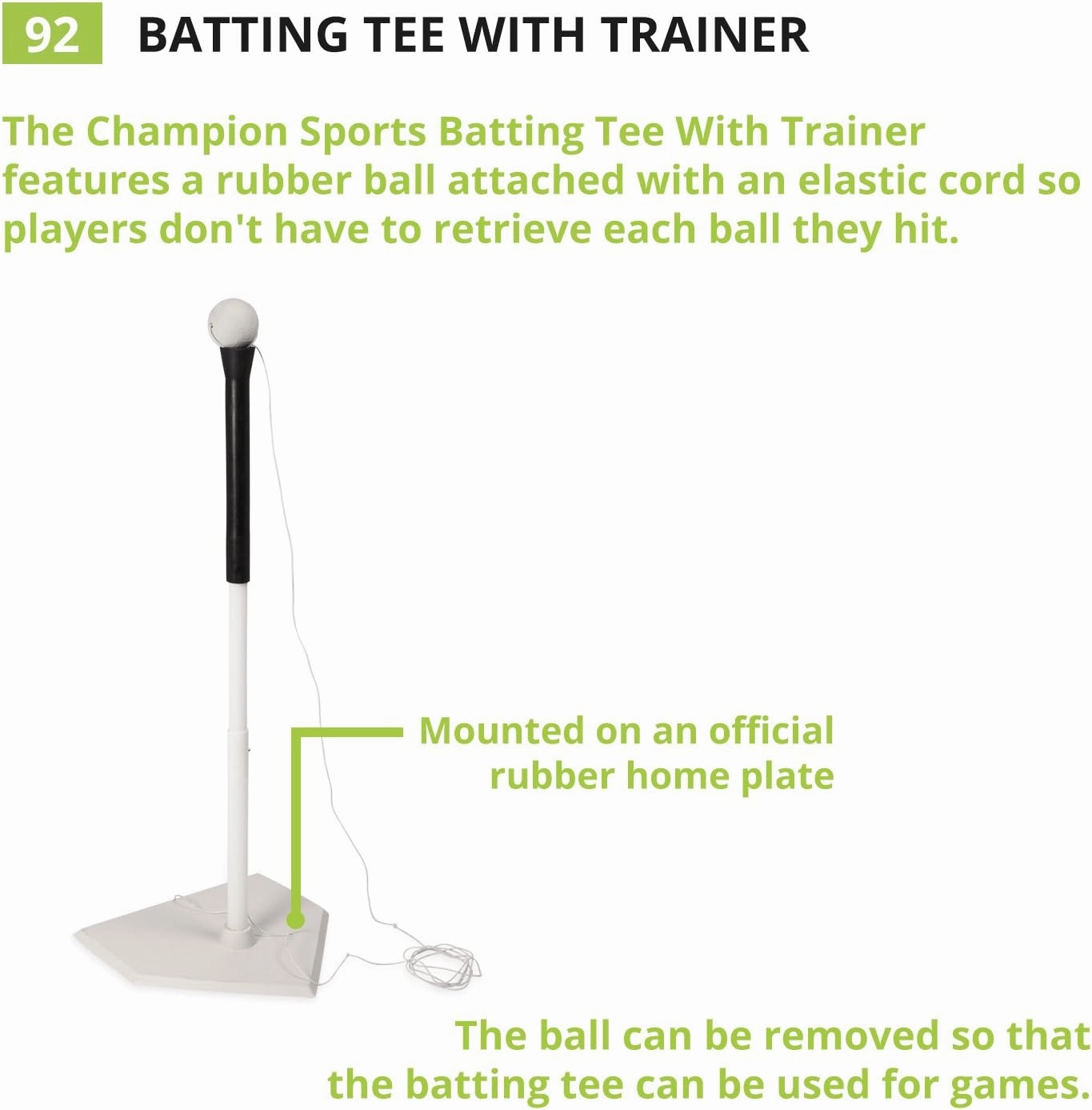 Champion Sports Deluxe Batting Tee – Mounted on Official Home Plate, Adjustable Telescopic Molded Rubber Tee, Multiple Style Options – Singles & Sets Available