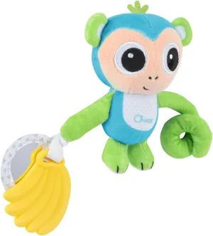 Chicco Monkey Rattle with Soft Teething Teether, Mirror for Light Games, Can Be Hung on Stroller, Machine Washable, Toys for Kids 3-24 Months