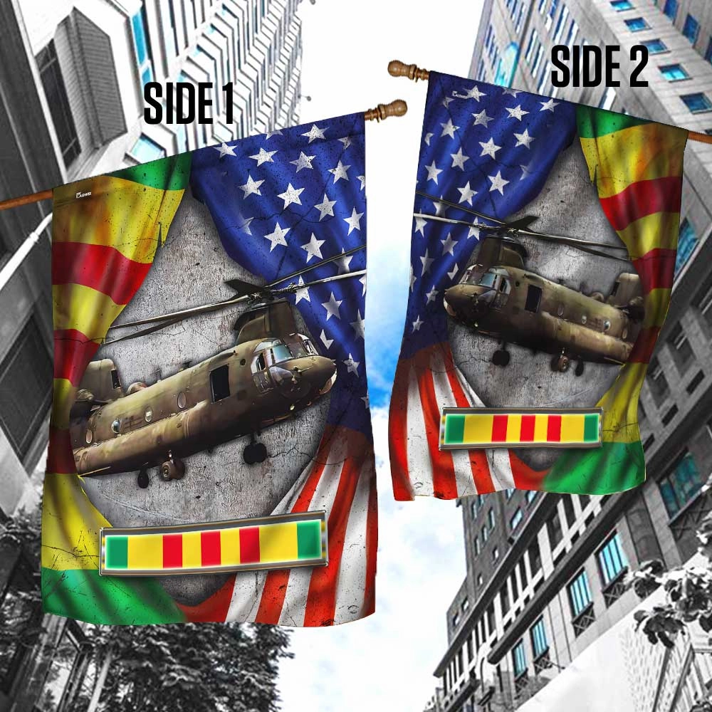 Chinook Helicopter Never Forget Vietnam War Flag DBD2687Fv2
