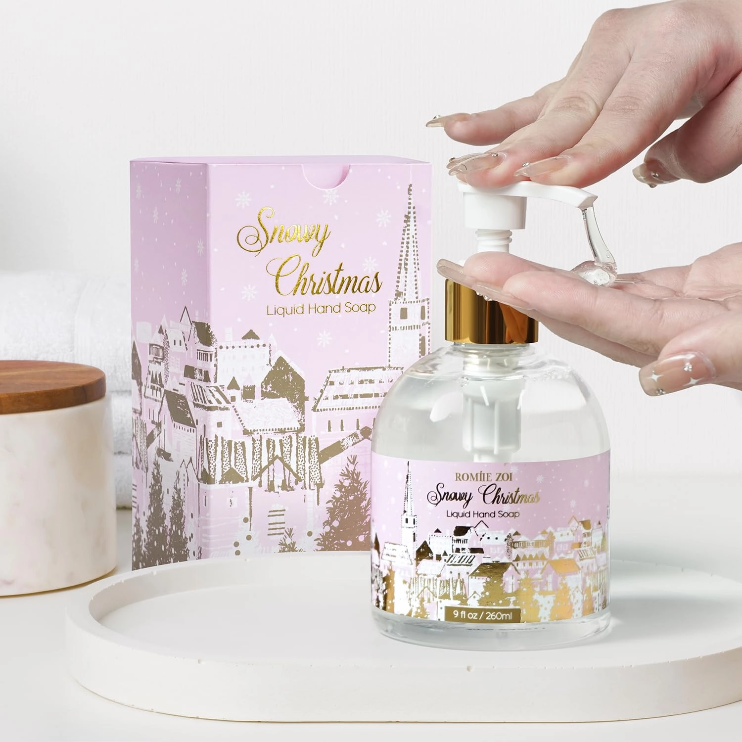Christmas Liquid Hand Soap with Gift Box - 260ml/ 9 fl. Oz - Variety Pack of 3（Silent Night，Snowy Christmas,Holiday Magic）