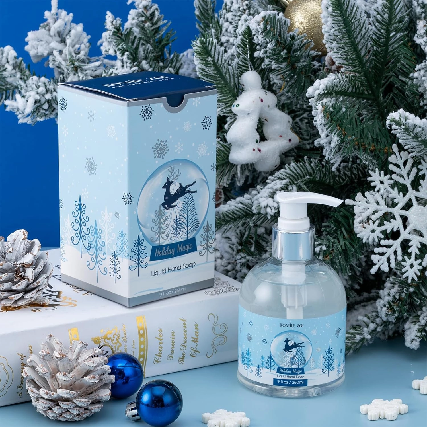 Christmas Liquid Hand Soap with Gift Box - 260ml/ 9 fl. Oz - Variety Pack of 3（Silent Night，Snowy Christmas,Holiday Magic）