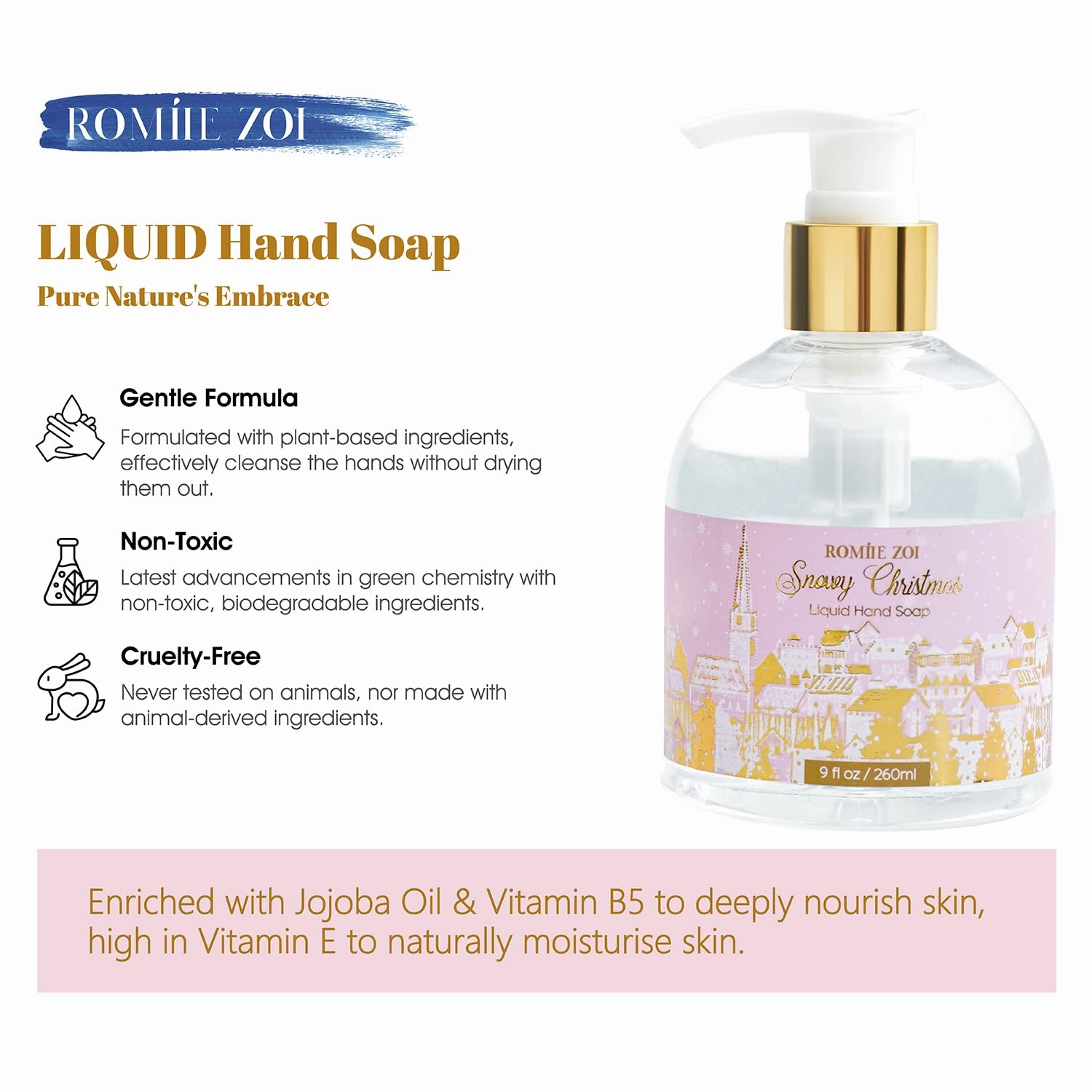 Christmas Liquid Hand Soap with Gift Box - 260ml/ 9 fl. Oz - Variety Pack of 3（Silent Night，Snowy Christmas,Holiday Magic）