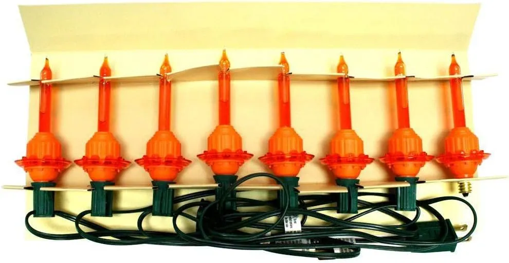 Christopher Radko 43293 - 7 Light Green Wire Orange Bubble Light Set