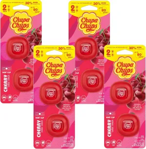 Chupa Chups Car Air Freshener, Candy Cherry - Long Lasting Car Fresheners with Fun Scents, Colorful and Vibrant Air Freshener for Car, Unique Car Freshner Perfume Deodorizer- 4Pack (8pcs Total)