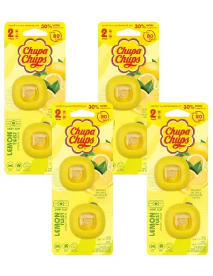 Chupa Chups Car Air Freshener, Lemon Twist - Long Lasting Car Fresheners with Fun Scents, Colorful and Vibrant Air Freshener for Car, Unique Car Freshner Perfume Deodorizer- 4Pack (8pcs Total)