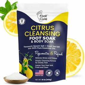 Citrus Detox Foot Soak with Epsom Salts – for Foot Callus, Da​​​​maged Toenail Appearance, Pedicure Spa, and Soothing Sore, Tired Feet – Made in USA – 16oz