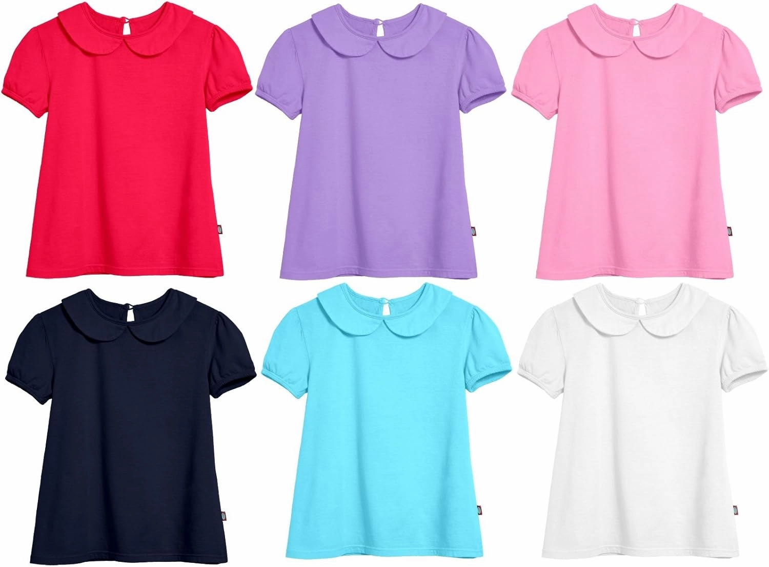 City Threads Little Girls' Peter Pan Collar A-Line Puff Tee Tshirt Top Blouse