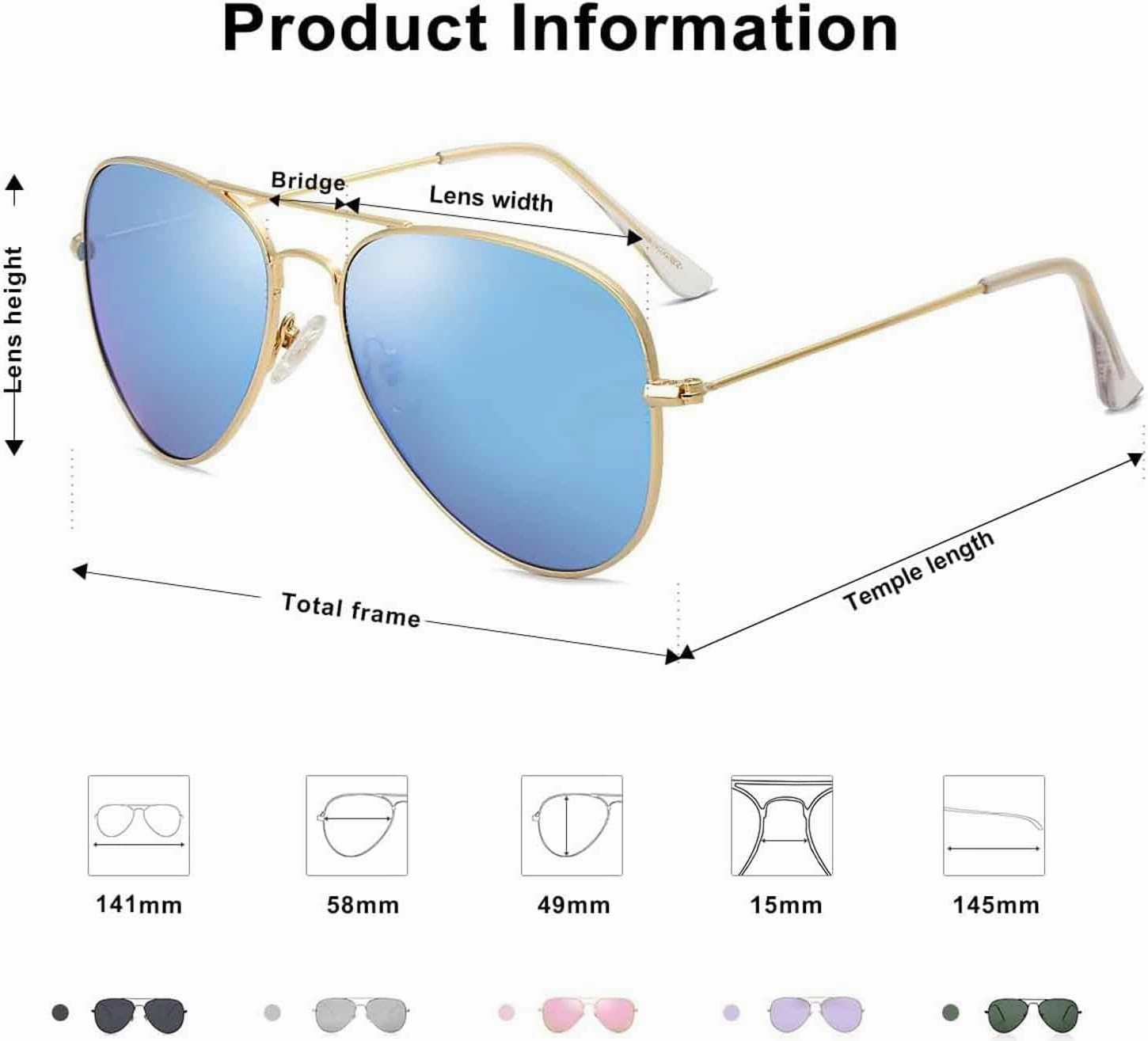 Classic Aviator Polarized Sunglasses for Men Women Vintage Retro Style