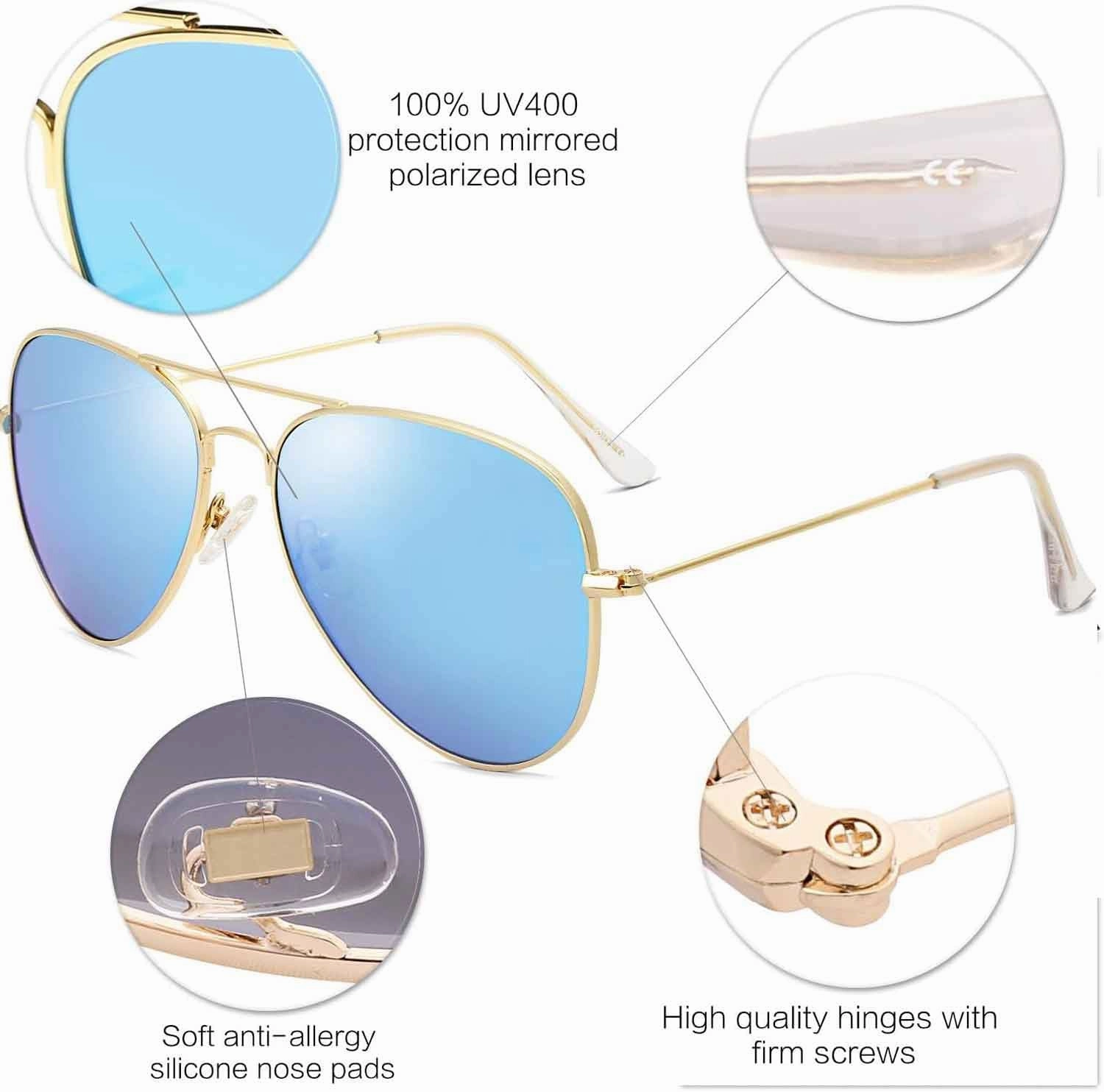 Classic Aviator Polarized Sunglasses for Men Women Vintage Retro Style