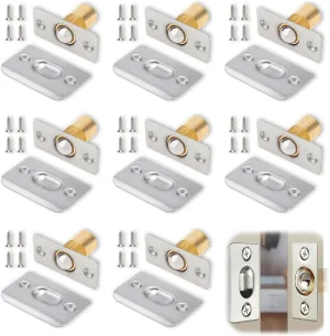 Closet Door Ball Catch, Ball Catch for Top of Door, Adjustable Bearing Buckle with Stainless Steel Buckle, Brushed Satin Finish (8 Silver)