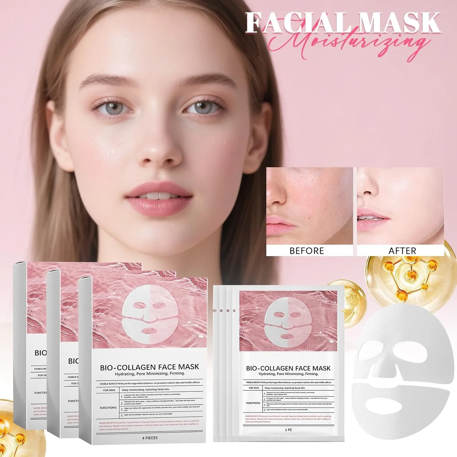 Collagen Mask, Deep Collagen overnight mask for all skin types - rejuvenating, hydrating and firming (3 boxes)