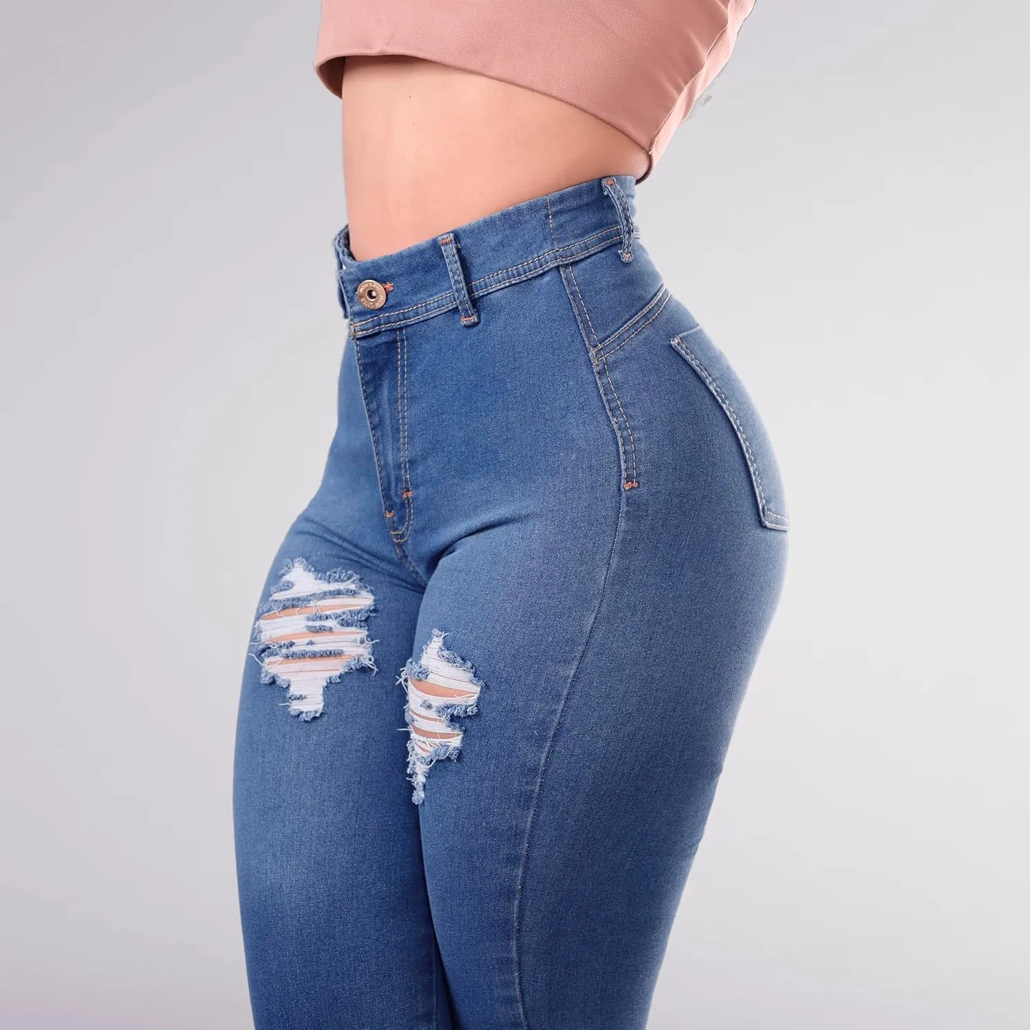 Colombian Stretch Denim Jeans: Butt-Lifting and Lipo High Compression Jeans