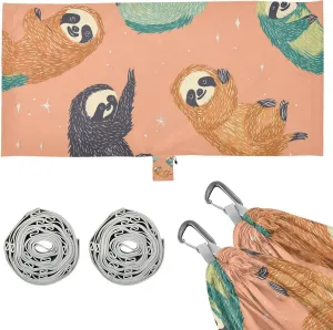 Colorful Sloth Rose Gold Camping Hammock Rope Hammock for Camping Travel Accessories