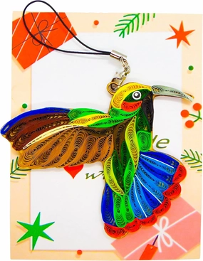 Colorful Hummingbird, Home Decorations Holiday Decor, Handmade Ornament for Animal Lovers, quilled Ornament, Handbag Backpack Bag Purse Mobile Phone Car Hanging Decorations by GREENHANDSHAKE