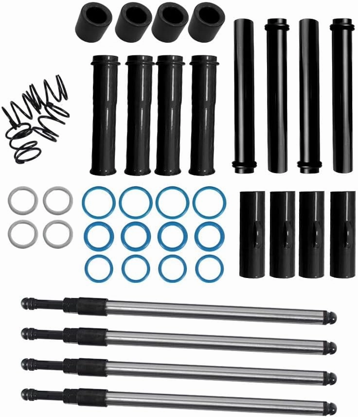 Complete Adjustable Pushrods & Cover Kit Black Push Rod Kits Set Replacement for 1999-2017 Harley Davidson Twin Cam 99-17(excludes 2017 Touring)