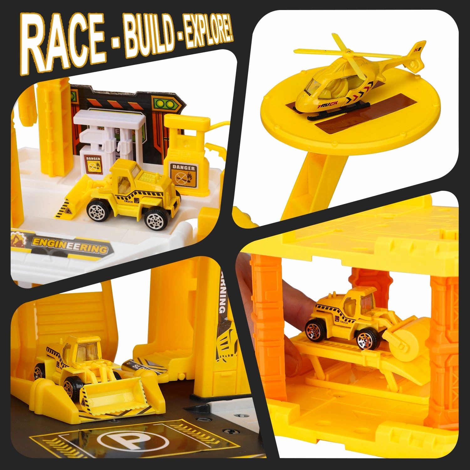 Construction Toys Set With Buildable Matchbox Car Track