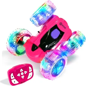 Contixo RC Stunt Car 4WD 2.4GHz, Pink Double-Sided 360° Rotating Remote Control Cars with LED Lights, for Kids Girls Boys Age 4-12