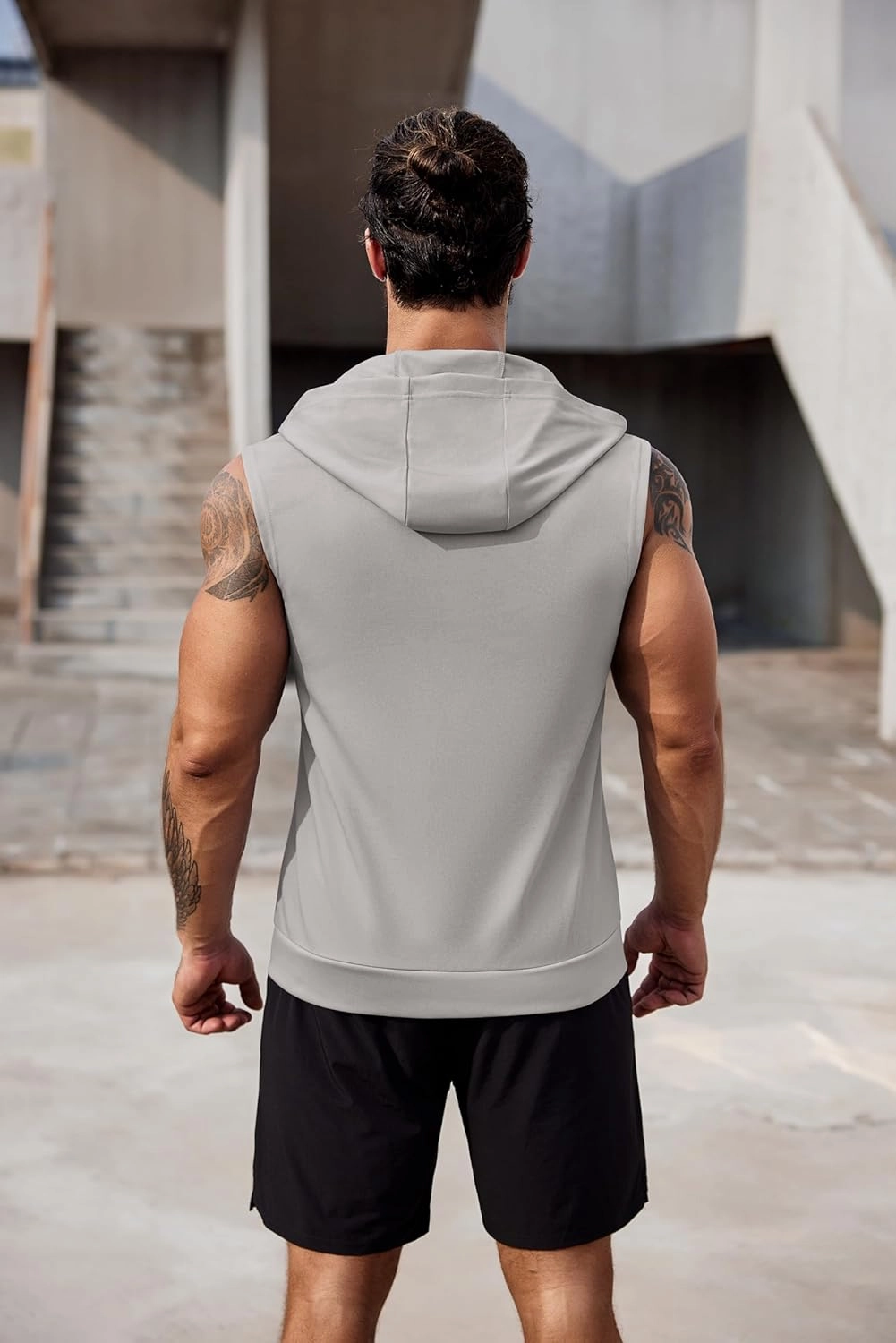 COOFANDY Men's Workout Hooded Tank Tops 2 Pack Zip Up Sleeveless Gym Shirts Muscle Cut Off T Shirt Bodybuilding Hoodies