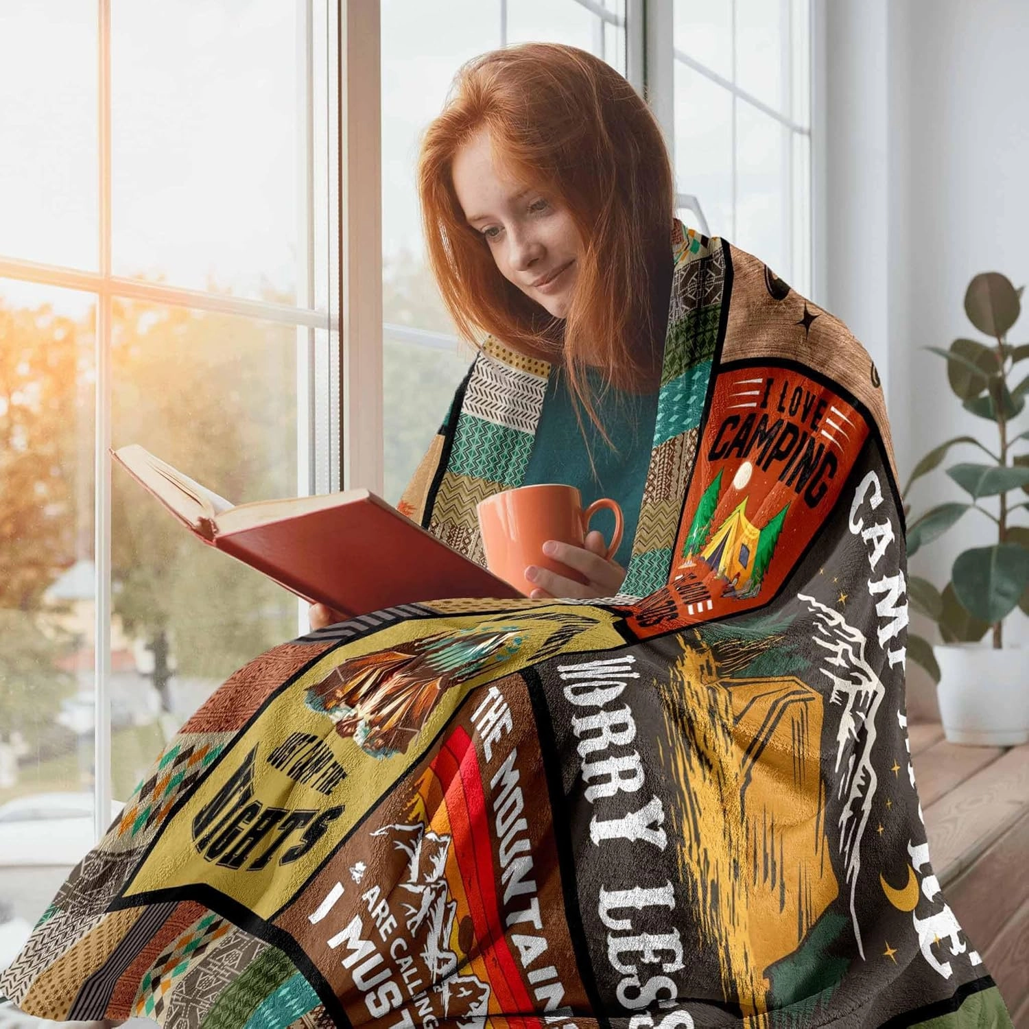 Cool Camping Gifts for Women, Camping Blanket 60" X 50", Woman Camping' Gift Camper Decor, Camp Blanket, Camping' Stuff, Camping's Decor for Camper, Blankets Gifts for Camping Lover