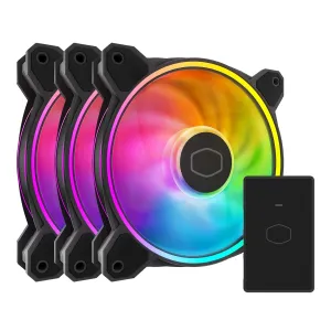 Cooler Master MF120 Halo² 3in1 PC Case|Liquid Cooler|Air Cooler Fan, 120mm Fan, Dual-Loop aRGB Rings, Dynamic PWM 2,050 RPM, Air Balance Blades, aRGB Lighting, Hybrid Frame