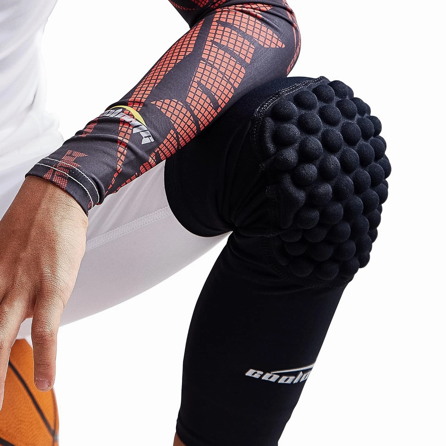 COOLOMG Basketball Knee Pads Youth Kids Adult Football Protective Padded Knee Compression Sleeves Black XL