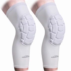 COOLOMG Knee Pads Wrestling Basketball Football Volleyball Youth Kids Adult Protective Knee Compression Sleeves White M