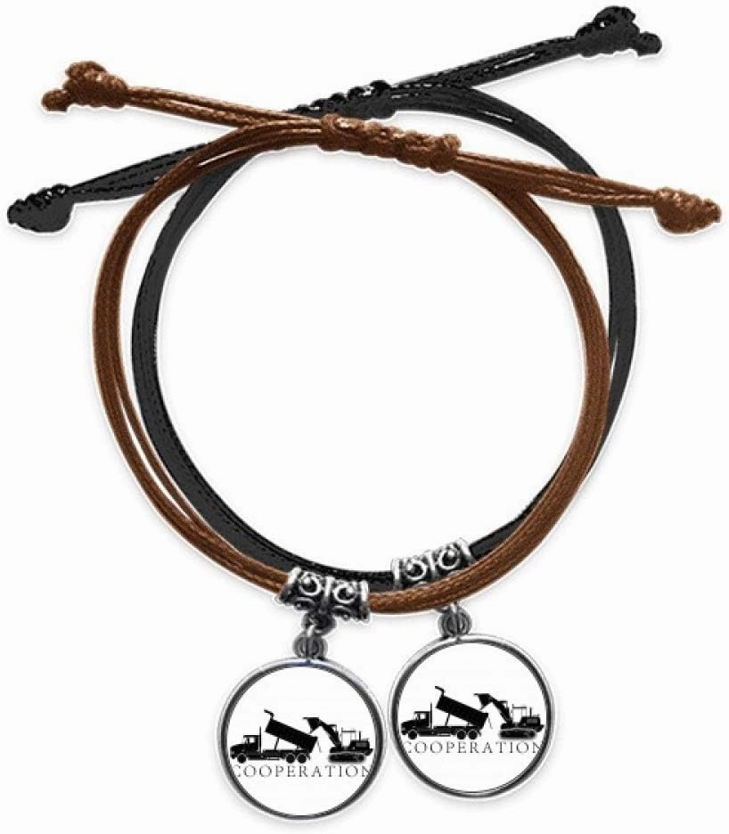 Cooperative Transport Sediment Trucks Bracelet Double Leather Rope Wristband Couple Set Gift