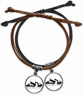 Cooperative Transport Sediment Trucks Bracelet Double Leather Rope Wristband Couple Set Gift