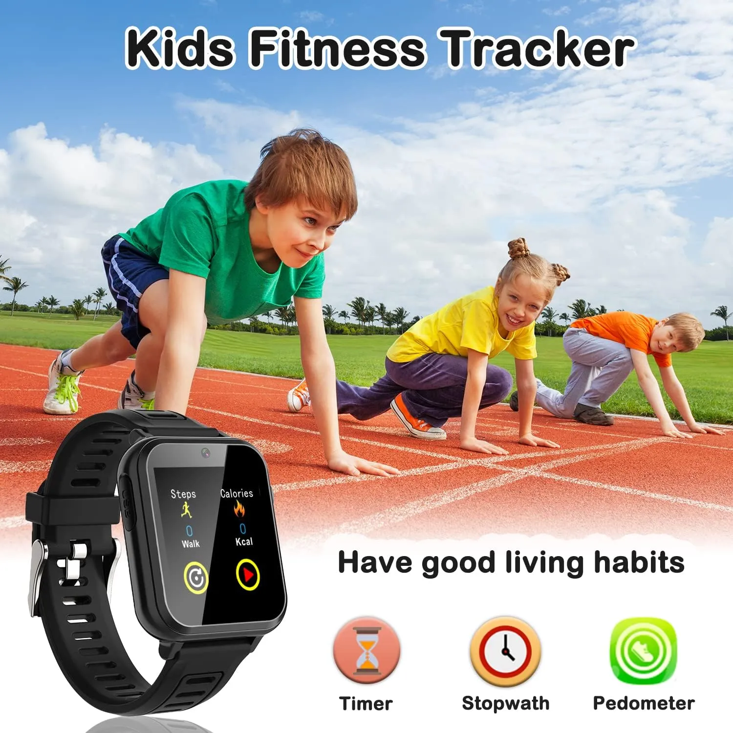 Cosjoype Kids Game Smart Watch for Kids with 24 Puzzle Games HD Touch Screen Camera Music Player Pedometer Alarm Clock Calculator Flashlight 12/24hr Kids Watches Gift for 4-12 Year Old Boys