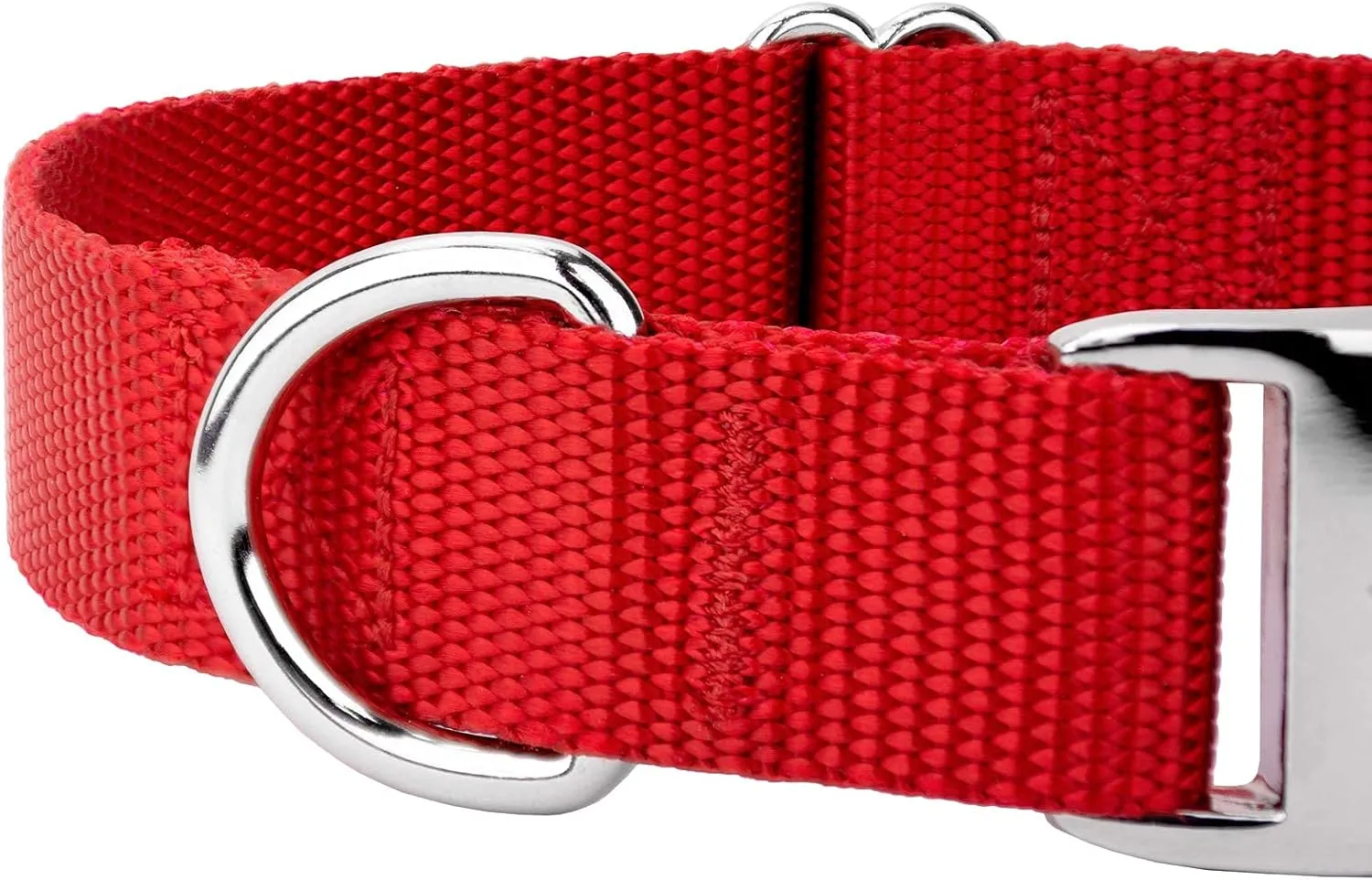 Country Brook Petz Premium Nylon Dog Collar with Metal Buckle for Small Medium Large Breeds - Vibrant 30  Color Selection (Extra Large, 1 Inch, Bright Red)