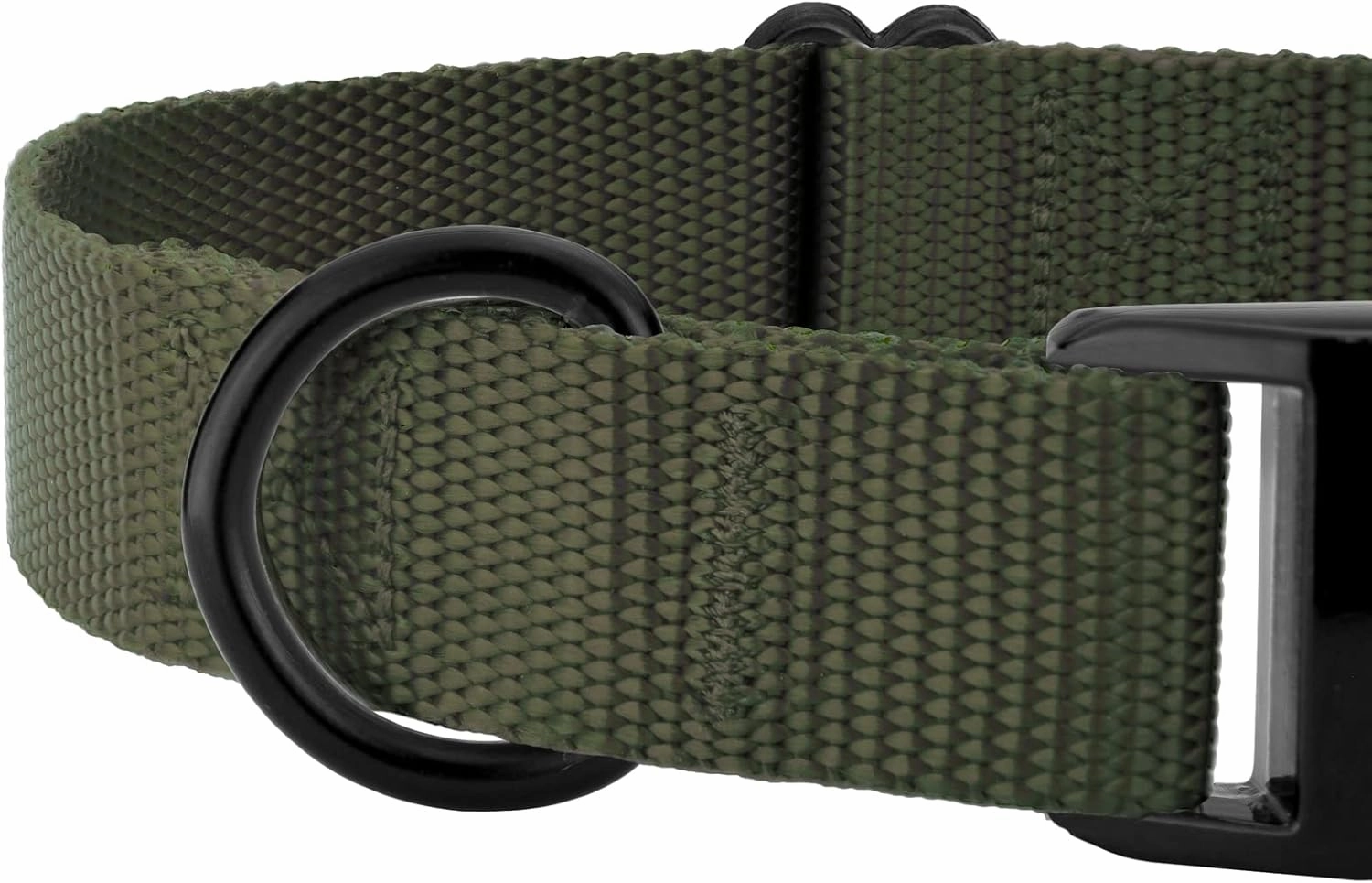 Country Brook Petz Premium Nylon Dog Collar with Metal Buckle for Small Medium Large Breeds - Vibrant 30  Color Selection (Large, 1 Inch, Dark Olive Drab)