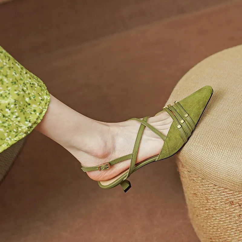 creamtopmall 2023 new Women sandals natural leather 22-25cm kid suede sheepskin pigskin full leather square toe sandals women summer shoes