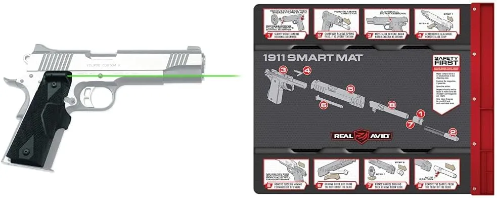 Crimson Trace 1911 Green Laser Sight LG-401G, Real Avid 16x19 1911 Gun Cleaning Mat with Graphics and Magnetic Parts Tray