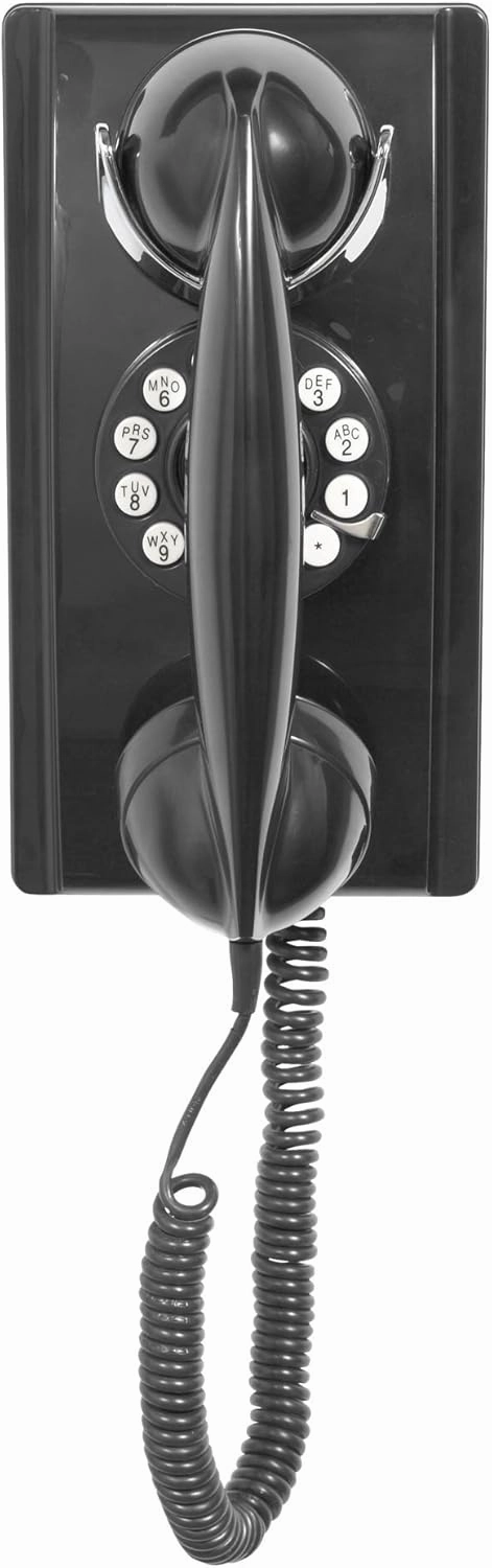 Crosley CR55-BK Wall Phone with Push Button Technology, Black
