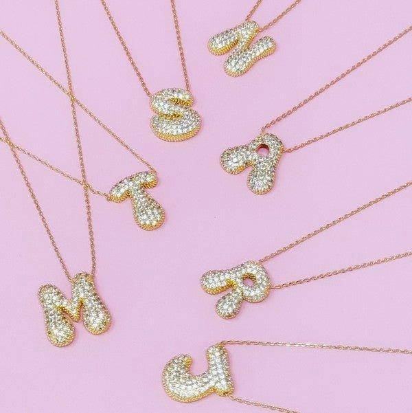 Crystal Bubble Letter Necklace